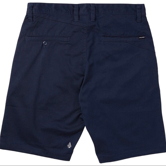 VOLCOM Frickin Stretch Shorts Navy Twill Flat Front Chino Size 32 True to This - Picture 7 of 16